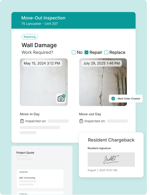 Home inspection app screenshot showcasing the main dashboard with inspection options and navigation features.